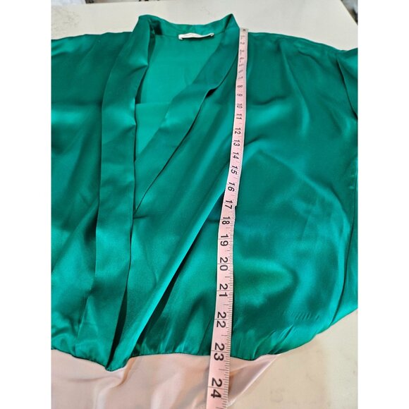 Amanda Uprichard NY Top Body Suit Large Silk Wrap Emerald Green Holiday Top - Picture 5 of 12